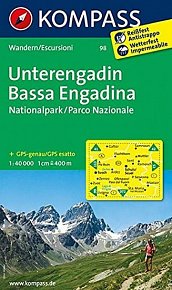 Unterengadin, Bassa Engadina, Nationalpark/Parco Nazionale 1:40 000 / turistická mapa KOMPASS 98