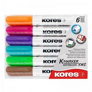 Kores popisovač K-MARKER na bílé tabule, zkosený hrot 3-5 mm, mix 6 barev