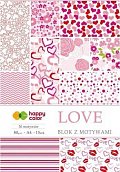 Blok se vzorovanými papíry A4 - Love 80 g