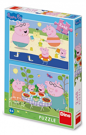 Puzzle 2x48 Peppa Pig Na dovolené