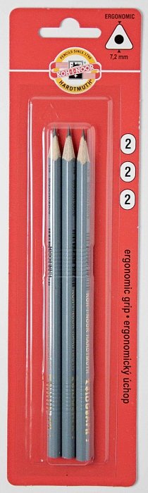 Koh-i-noor tužka grafitová trojhranná č.2/šedá set 3 ks