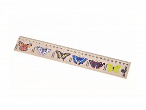 Dřevěné pravítko 30 cm - Motýli