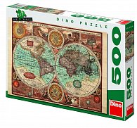 Puzzle 500 dílků Mapa světa z roku 1626