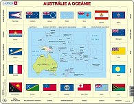 Puzzle MAXI - Mapa Austrálie a Oceánie + vlajky/35 dílků