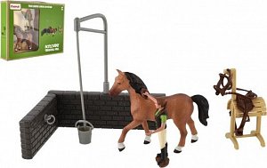 Sada farma kůň s doplňky plast v krabici 30x24x6cm