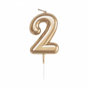 Svíčka dortová zlatá 5 cm číslo 2