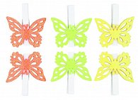 Kolíčky 5cm s motýlky - mix barev 6ks