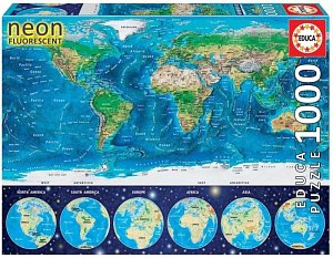 Puzzle svítící Mapa světa 1000 dílků