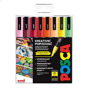 Posca sada popisovačů PC-3M, SUMMER, 0,9 - 1,3 mm, mix teplých tónů (8 ks)