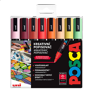 Posca sada popisovačů PC-5M, SUMMER, 1,8 - 2,5 mm, mix teplých tónů (8 ks)