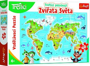Trefl Puzzle Treflíci poznávají zvířátka světa / 48 dílků