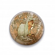 Magnet Alfons Mucha – Zima, kulatý, 5 cm