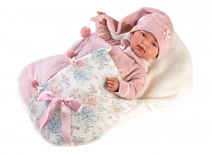 Llorens 84450 NEW BORN - realistická panenka miminko se zvuky a měkkým látkovým tělem - 44 cm