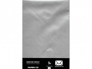 barevná obálka 162X229 mm STŘÍBRNÁ METALICKÁ, 3 kusy, 100 gm2, olizová HBLR105