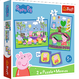 Trefl Puzzle Šťastné chvíle s prasátkem Pepinou / 30+48 dílků+pexeso