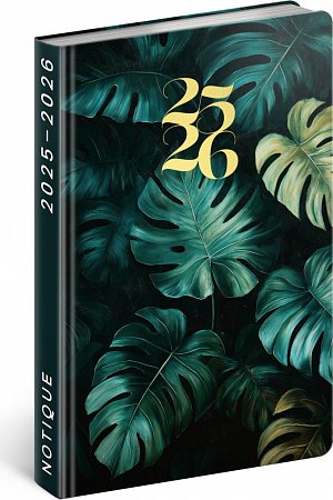 Diář 18měsíční 2025/2026 Petito - Monstera, 11 x 17 cm
