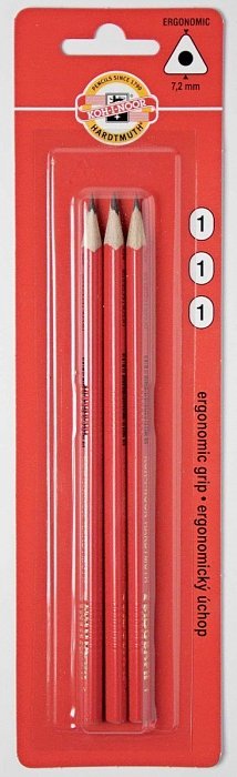 Koh-i-noor tužka grafitová trojhranná č.1/červená set 3 ks