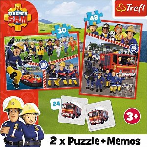 Trefl Puzzle Požárník Sam / 30+48 dílků+pexeso, 1.  vydání