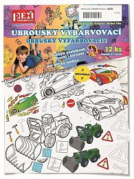 Vybarvovací ubrousky Auta 12 kusů