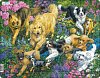 Puzzle MAXI - Psi v poli s květinami/32 dílků