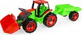 Traktor se lžící Giga Trucks s vlekem plast 62cm v krabici 72x40x28cm