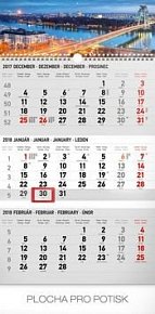 3mesačný mesto šedý 2018 - nástěnný kalendár