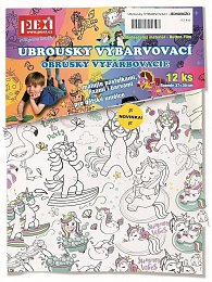 Vybarvovací ubrousky Jednorožci 12 kusů