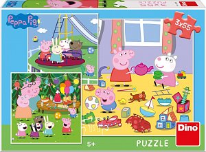 Puzzle Peppa Pig na prázdninách 3x55 dílků