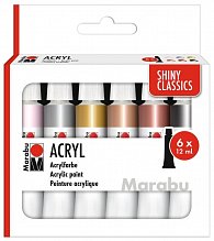 Marabu Sada akrylových barev Shiny Classics 6 x 12 ml