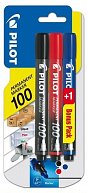 PILOT 100 Popisovač permanentní BL 1ks černá/červená/modrá