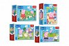 Minipuzzle 54 dílků Šťastný den Prasátka Peppy/Peppa Pig 4 druhy v krabičce 9x6,5x3,5cm
