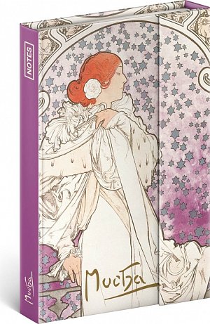 Notes Alfons Mucha - Dáma, linkovaný, 11 × 16 cm