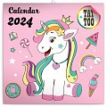 Kalendář 2024 poznámkový: Šťastní jednorožci, 30 × 30 cm
