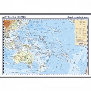Austrálie a Oceánie - školní nástěnná zeměpisná mapa 1:13 mil./136x96 cm, 1.  vydání