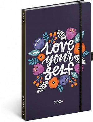 Diář 2024: Love Yourself - týdenní, 13 × 21 cm - západní verze