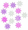Dřevěné výseky 4cm - květy růžový mix 12ks, 1.  vydání