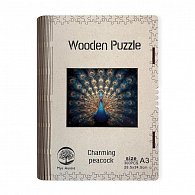 Dřevěné puzzle/Páv A2