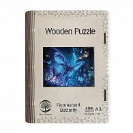 Dřevěné puzzle/Fluorescentní motýl A3