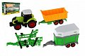 Traktor s vlekem 3ks plast 19cm na setrvačník v krabici 45x26x10cm