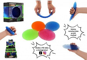 Fidget worm měnící tvar antistresový plast 11cm 4 barvy v krabičce 11x10,5cm 12ks v boxu