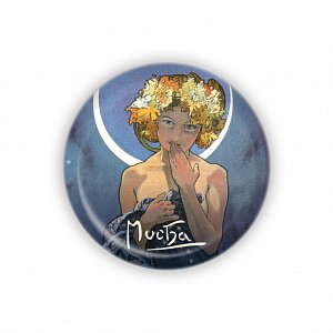 Kovový otvírák Alfons Mucha - Luna, ø 5,8 cm