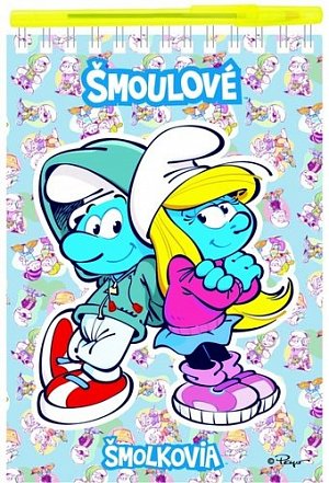 Šmoulové - Psací sada (Blok A5 s kroužkovou vazbou + kuličkové pero)