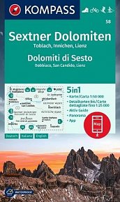 Sextenské Dolomity, Toblach, San Candido, Lienz 1:50 000 / turistická mapa KOMPASS 58