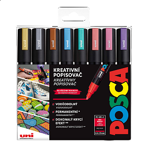 Posca sada popisovačů PC-5M, 1,8 - 2,5 mm, metalické barvy (8 ks)
