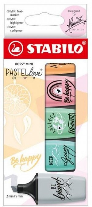 Stabilo Boss Mini Pastellove 5 ks - růžová, máta, tyrkys, šedá, oranžová