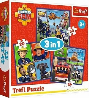 Puzzle Požárník Sam: Samův den 3v1 (20,36,50 dílků)