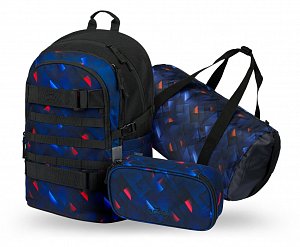 BAAGL SET 3 Skate Indigo: batoh, penál, sportovní taška  GRS