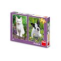 Puzzle Buldoček a kkotě 2 x 48 dílků
