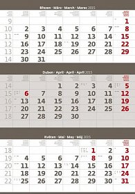 Kalendář nástěnný 2015 - Tříměsíční šedý