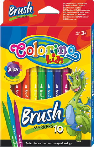 Colorino fixy Brush, dlouhý štětcový hrot, 10 barev